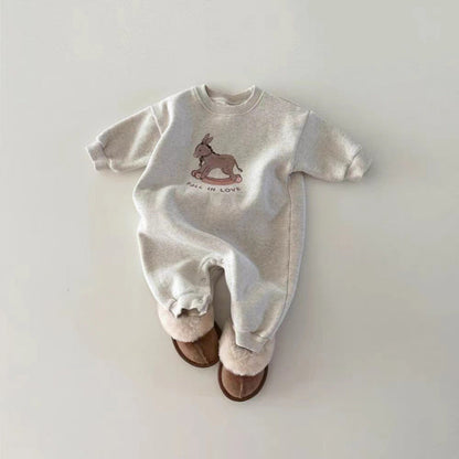 New Arrival Baby Cotton Donkey Cartoon Cozy Romper