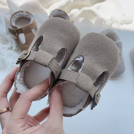 Arrival In Winter Baby Girl Solid Color Plush Warm Anti-Slip Shoes