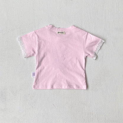 Summer Hot Selling Baby Kids Girls Short Sleeves Cartoon Rabbit Pattern T-shirt