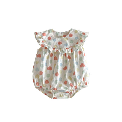 Summer Hot Selling Baby Girls Sleeveless Crew Neck Colorful Polka Dots Onesie