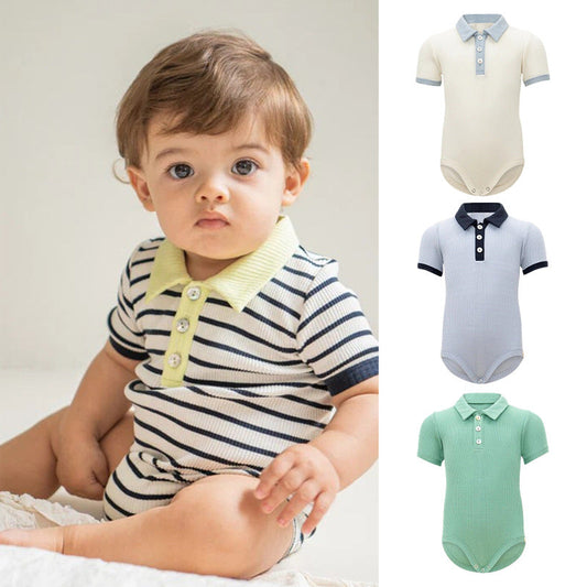 Spring Arrival Baby Unisex Long Sleeves Polo Design Onesies Bodysuits