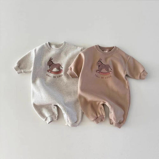 New Arrival Baby Cotton Donkey Cartoon Cozy Romper