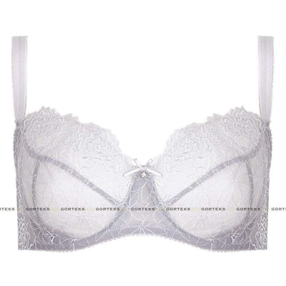 Sheer Mesh Balconette Bra Gorteks Pamela Silver