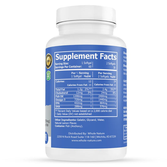 Whole Nature Omega 3 Fish Oil 2400mg