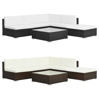 vidaXL Patio Furniture Set 6 Piece Outdoor Sofa with Coffee Table Poly Rattan